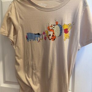 Disney Women’s Tan T-Shirt with Winnie the Pooh Print